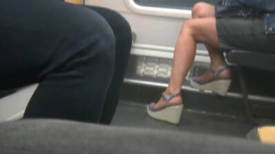 MILF, Hot Legs, Sexy Feet In Wedges Heels - voyeurhit.com