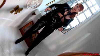 Mischievous MILF Red XXX teases in her leather boots - txxx.com - Britain