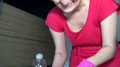 Handjob with Pink Gloves - German Hot Milf - drtuber.com - Germany