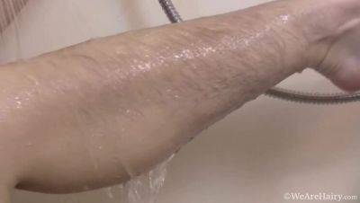 Hairy Brunette MILF Sunshine Masturbates in Shower - xxxfiles.com