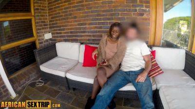 Hot ebony MILF banged hard outdoors South African villa by white tourist - hotmovs.com