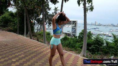 Outdoor gym workout with sexy Thai MILF who gets pounded at home - hotmovs.com - Thailand