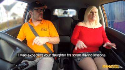 Watch blonde MILF with massive tits get fucked by her daughter's driving instructor in fake driving school - sexu.com - Britain