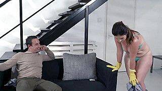 Roberto spalshed his sticky load on MILF housekeeper Montse - ah-me.com