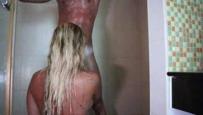 Blonde MILF with Tan Lines Craves Cum After Steamy Shower - porntry.com