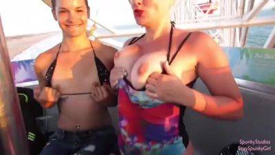 Teen & MILF Give Risky Double Blowjob on Ferris Wheel - Public Threesome Fun! - xxxfiles.com