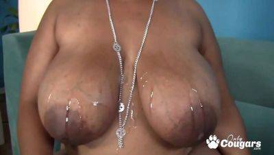 BBW MILF with Big Afro Tits Gets Covered in Cum After Hardcore Blowjob - veryfreeporn.com