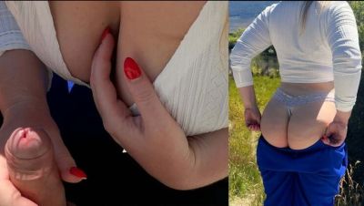 Public Handjob on Hiking Trail - Sloppy Blonde MILF with Big Tits and Red Nails - porntry.com - Germany