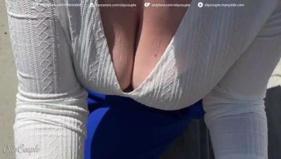 Public Handjob on Hiking Trail - Sloppy Blonde MILF with Big Tits and Red Nails - porntry.com - Germany