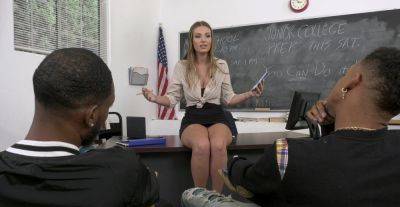 Appealing MILF teacher gets busy with two black studs - alphaporno.com